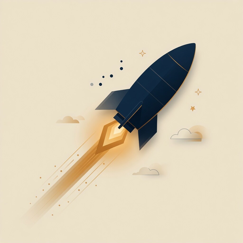 Abstrakte Illustration einer aufsteigenden Rakete